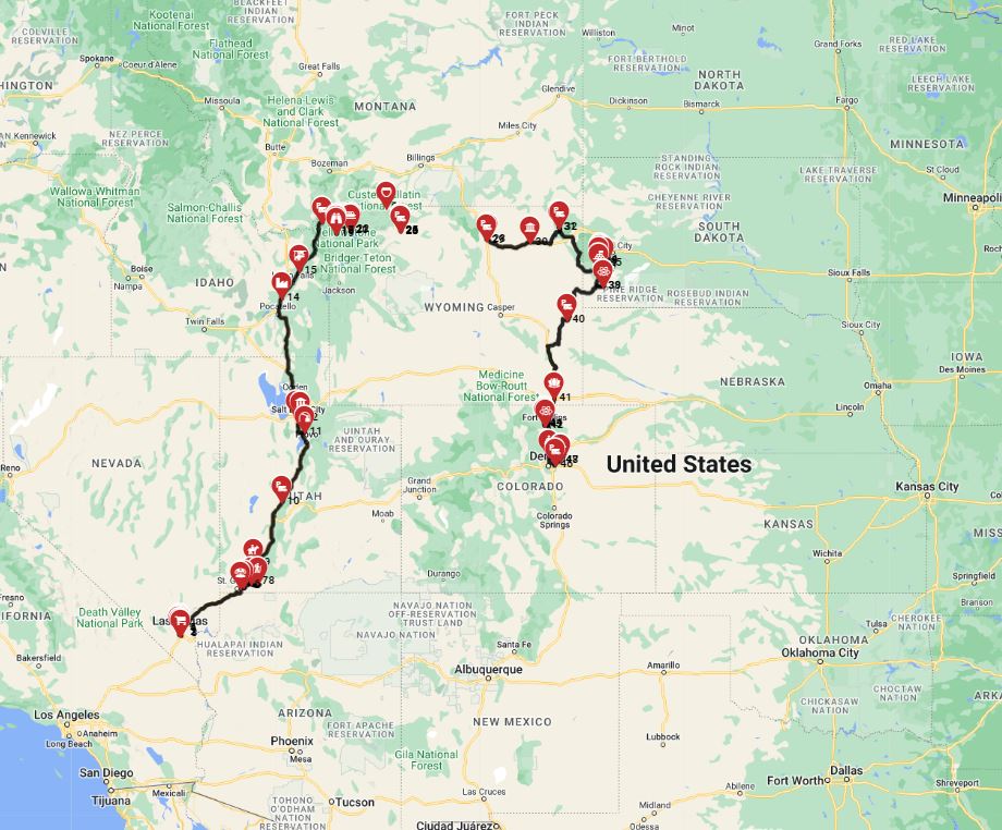 Driving a motorhome from Las Vegas to Denver Via Yellowstone
